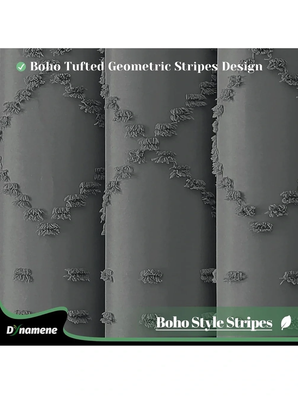 Textured Charcoal Gray Tassel Shower Curtain - Home Bath NWT
